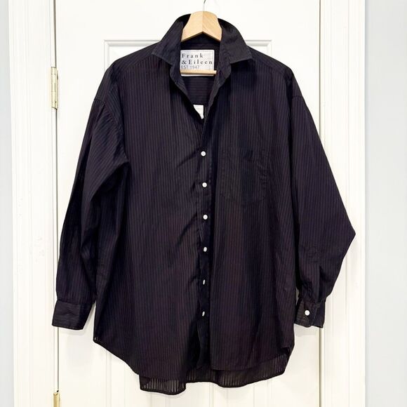 Frank & Eileen Shirley Stripe Oversize Button Up Shirt Black XS $268.00 - Picture 2 of 7